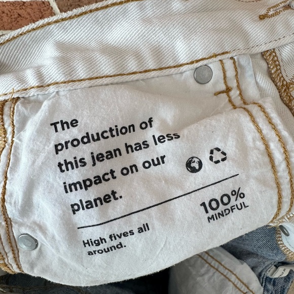 High Rise Half Blue Half White Denim Straight Women's Jeans, Size 26 - Picture 8 of 8